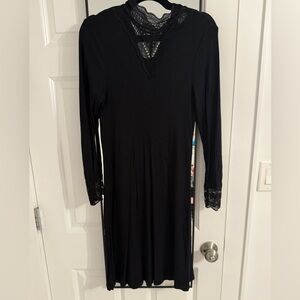 Mama Licious Black Long Sleeve Maternity V-Neck Sheath Dress